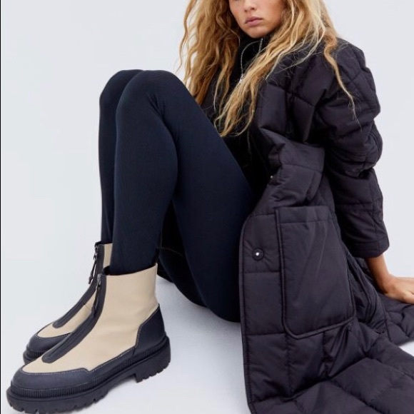 H&M Water Repellent Boots Light Beige/Black Size 38 - Picture 2 of 14